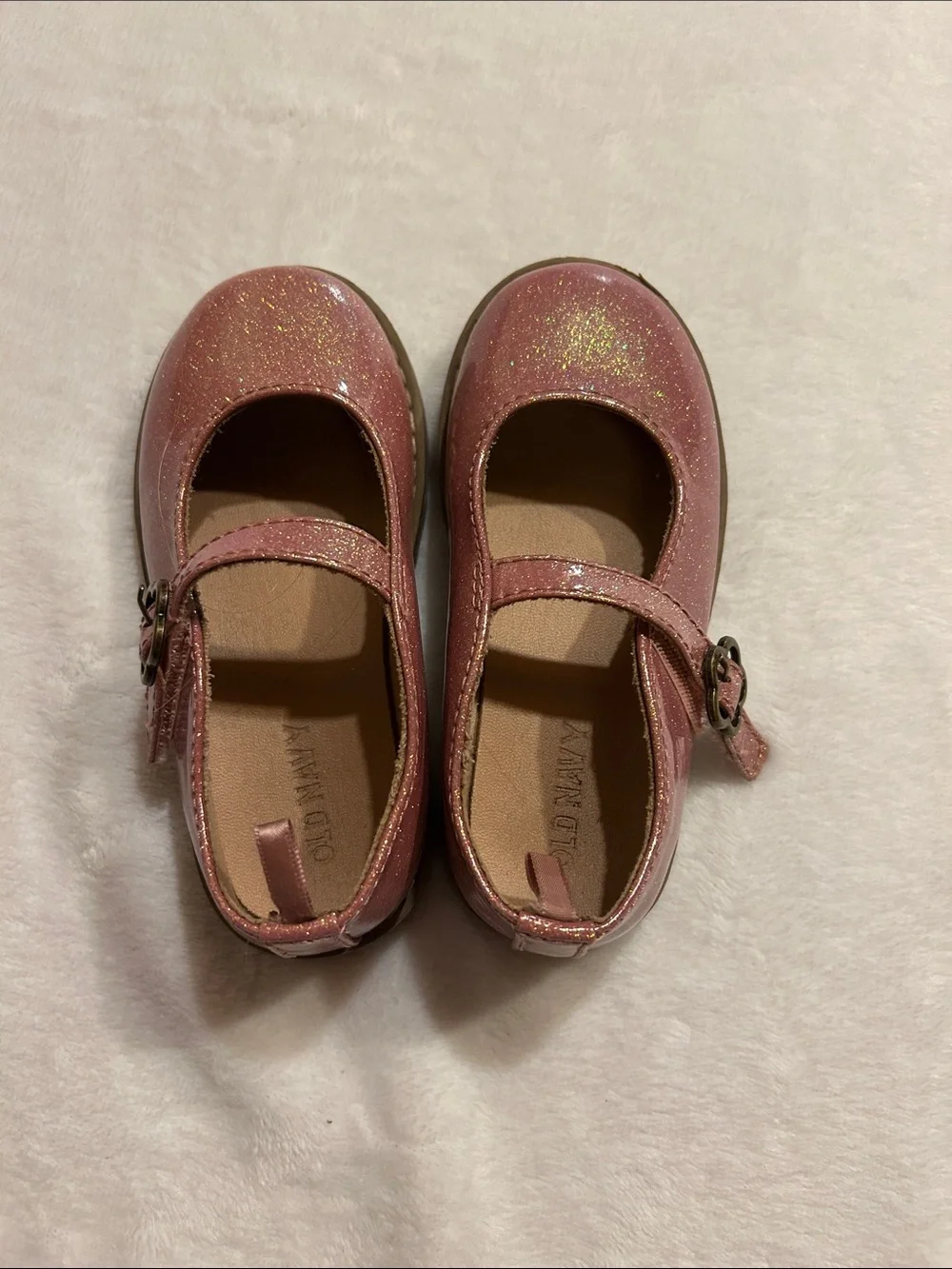 Old Navy Girls Pink Glitter Mary Jane Dress Shoes Size 8